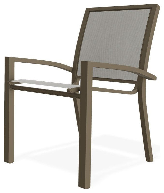 Kendall Sling Stackable Outdoor Dining Chair, Augustine Oyster/Beachwood