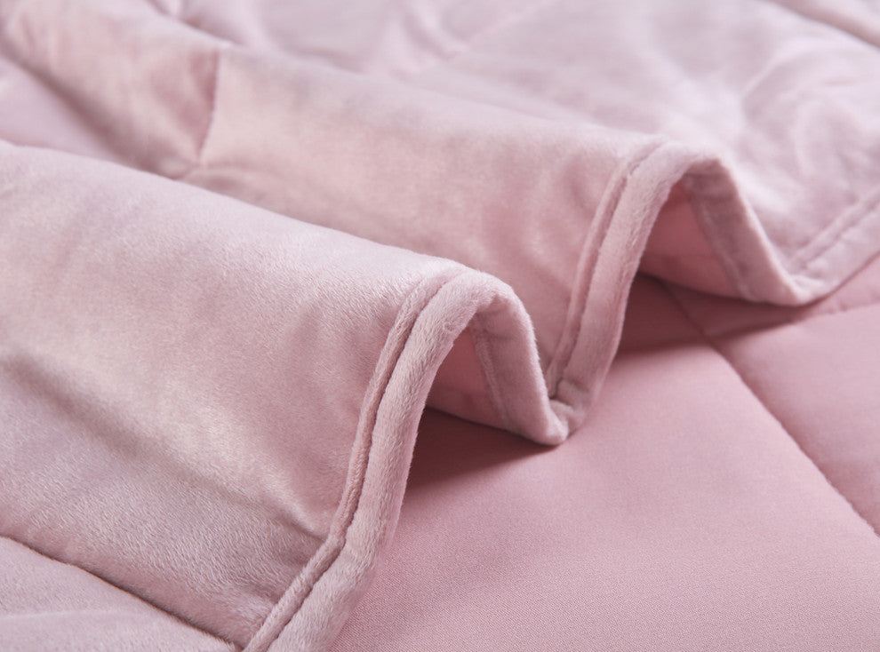 Tranquil Life Polyester Velvet Weighted All-Season Blanket, Pink, 36" X 48"