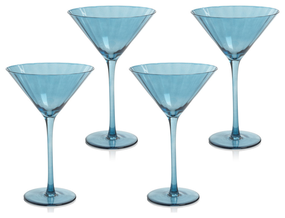 Malden Optic Martini Glasses, Set of 4, Blue Azure