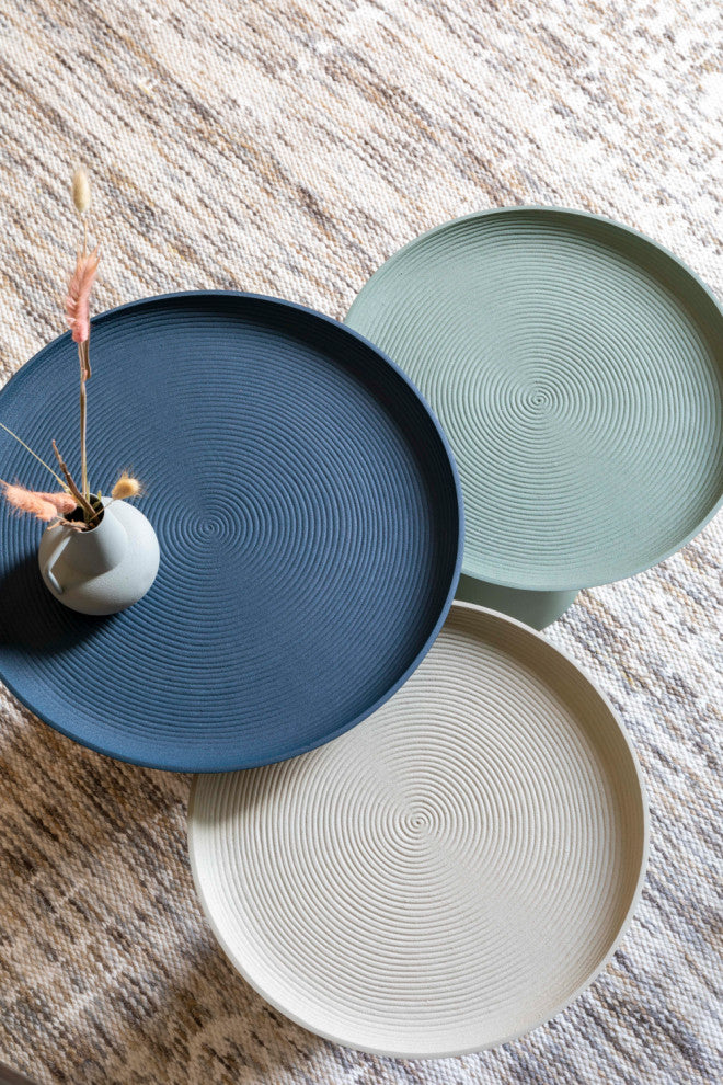 Minimalist Pedestal Side Table L | DF Ringar, Blue