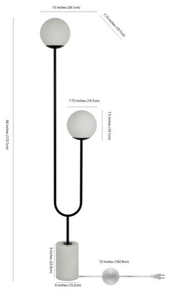 Safavieh Leif Iron And Marble Floor Lamp, Black