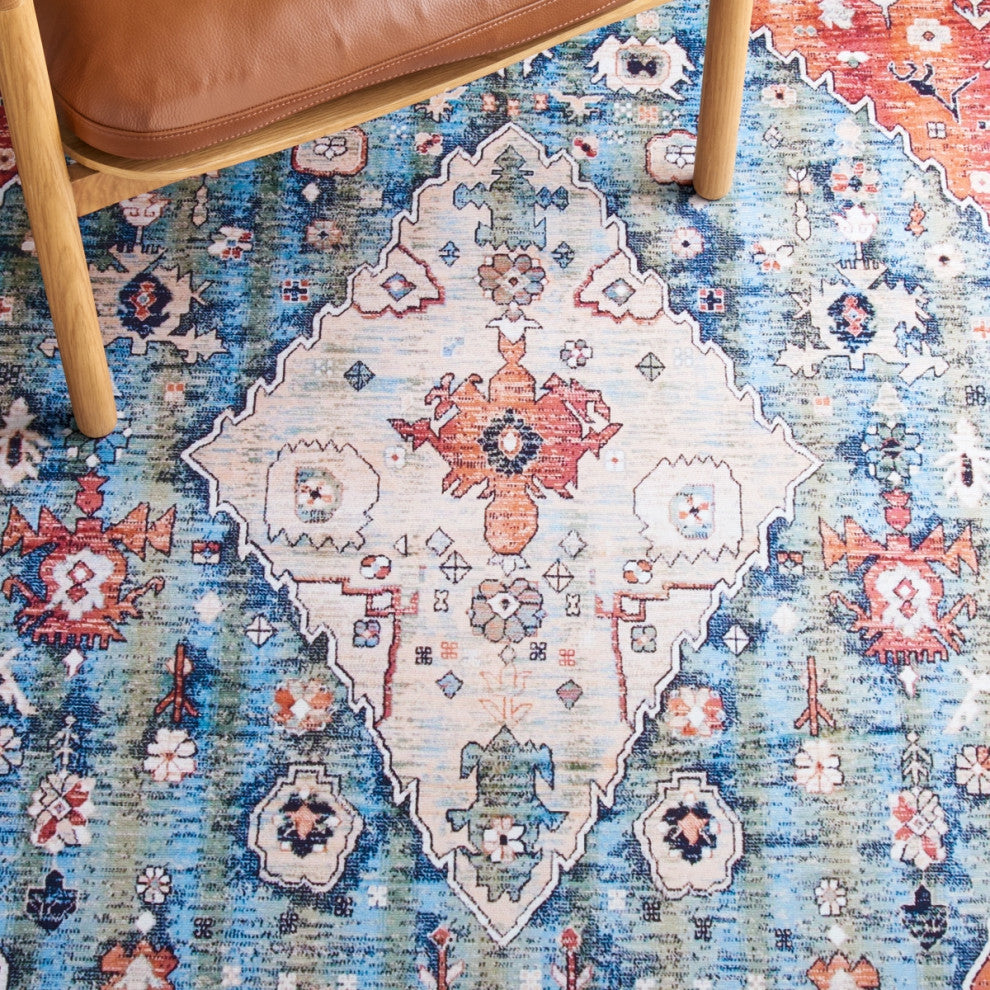 Safavieh Tucson TSN104 Rug Machine-Washable, Beige/Blue, 3'x5'