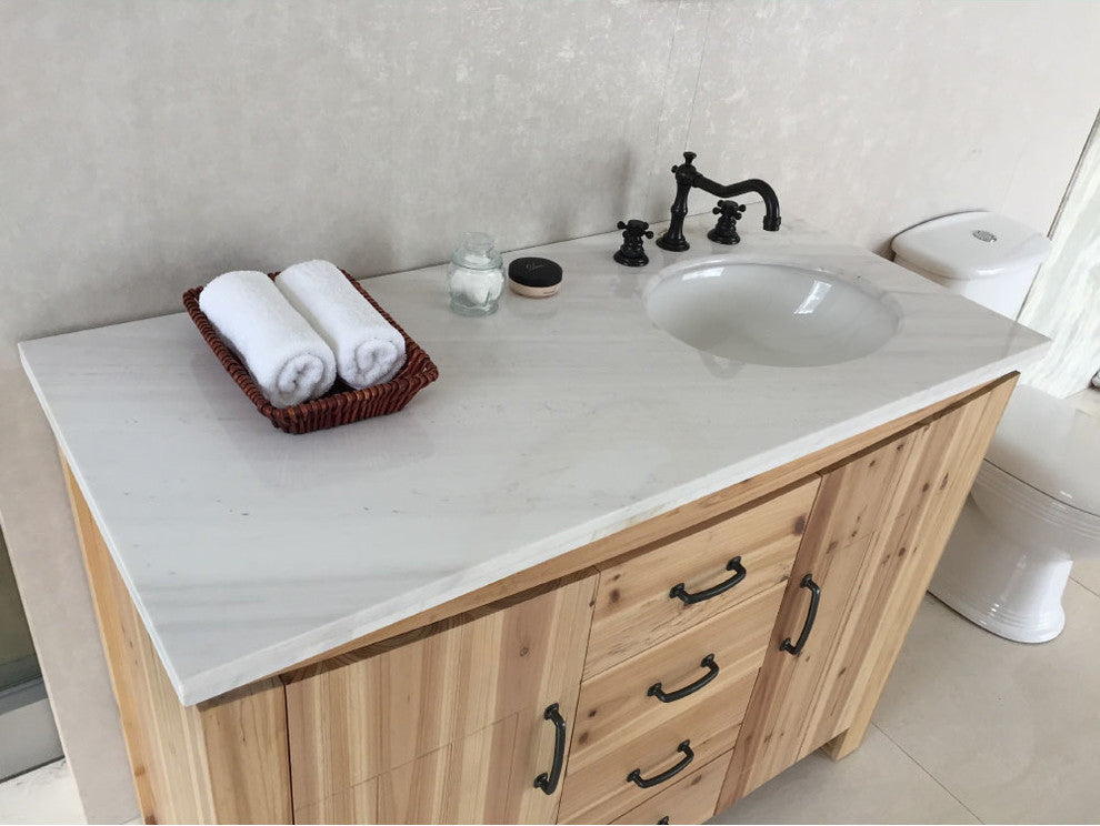 Wallace Solid Fir Single-Sink Vanity, Right Sink, 48", White Top