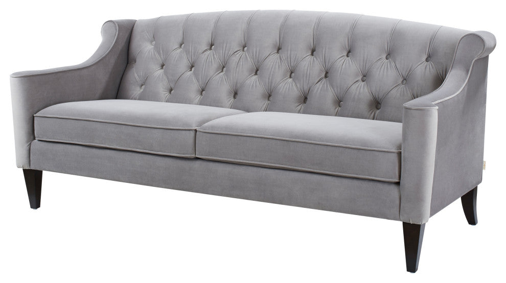 Ken Velvet Tufted Sofa, Opal Gray