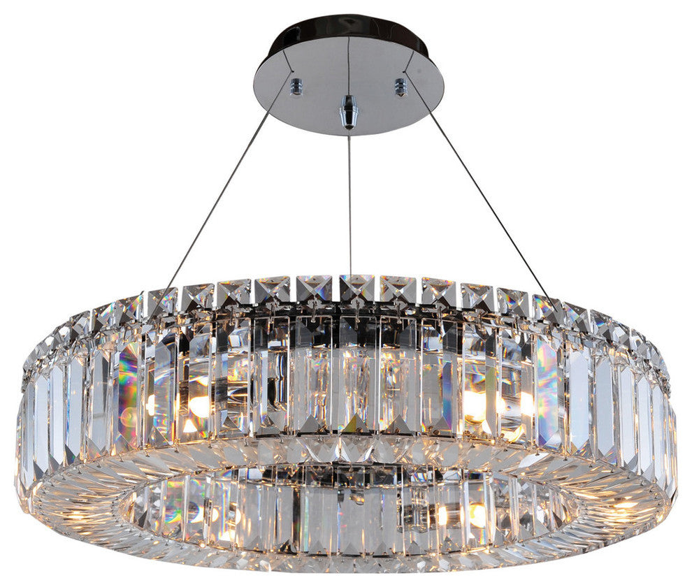Rondelle 18" Round Pendant, Chrome, Firenze Clear