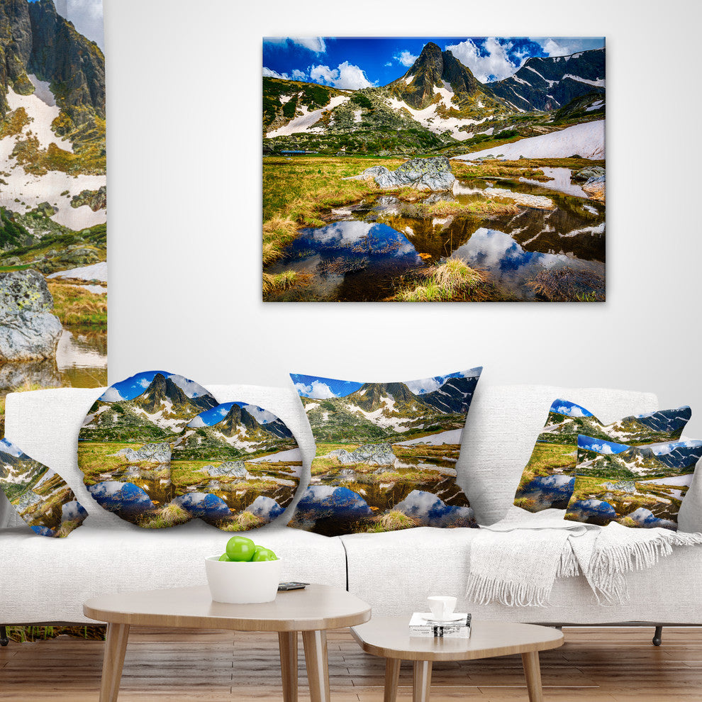 Stunning Mountains in Rila Lakes District Landscape Printed Pillow, 18"x18"
