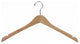 Wooden Curved Top/Coat Hanger, Natural/Chrome Finish, Box of 50