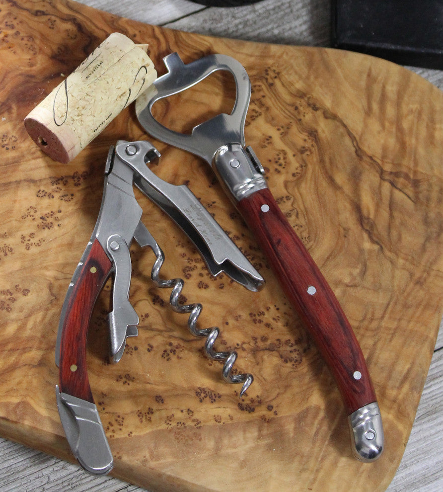 French Home Laguiole Bottle Opener Bar Set With Pakkawood Handles, 2 Piece.