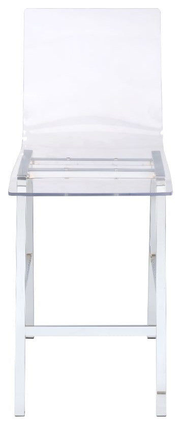 Acme Nadie Counter Height Chair Set of 2 Clear Acrylic and Chrome