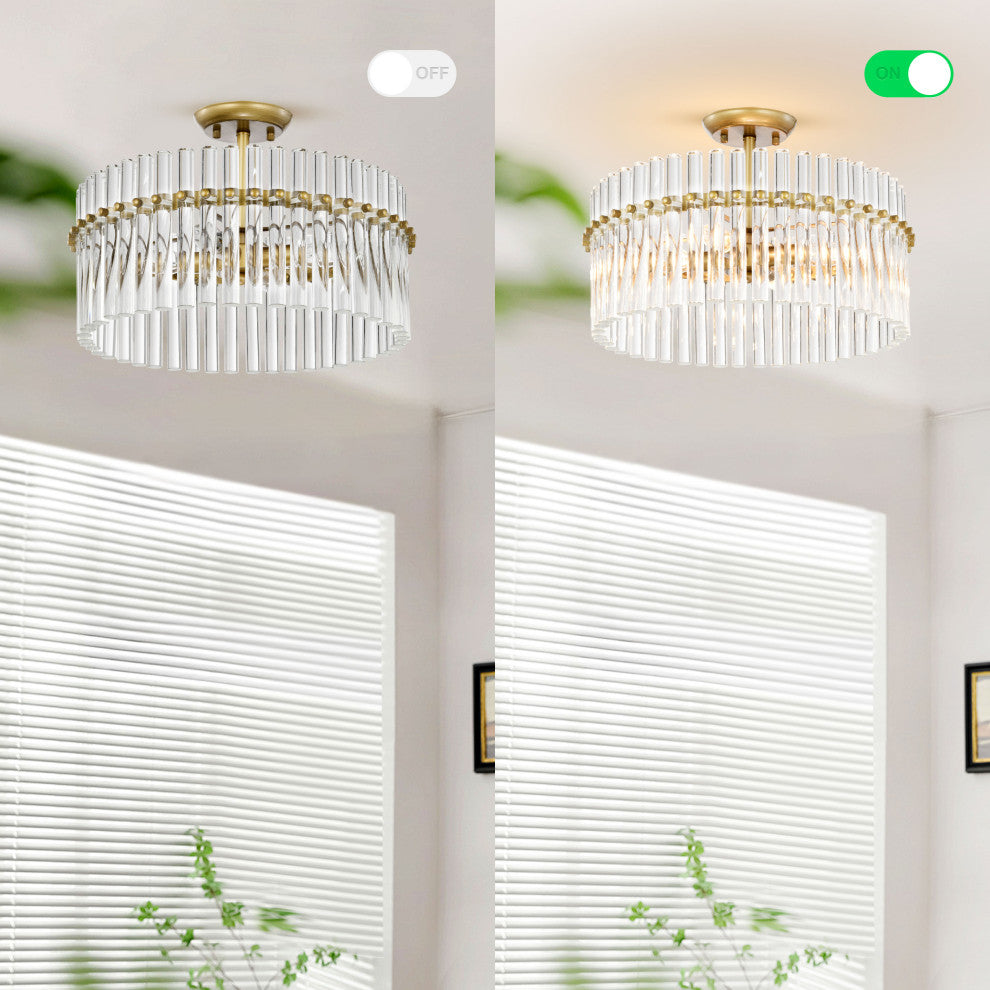 Cervine 4-light Crystal Flush Mount