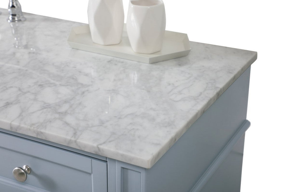 Home Living Vanity with Carrara White Marble Countertop, Gray, 60", Single Sink