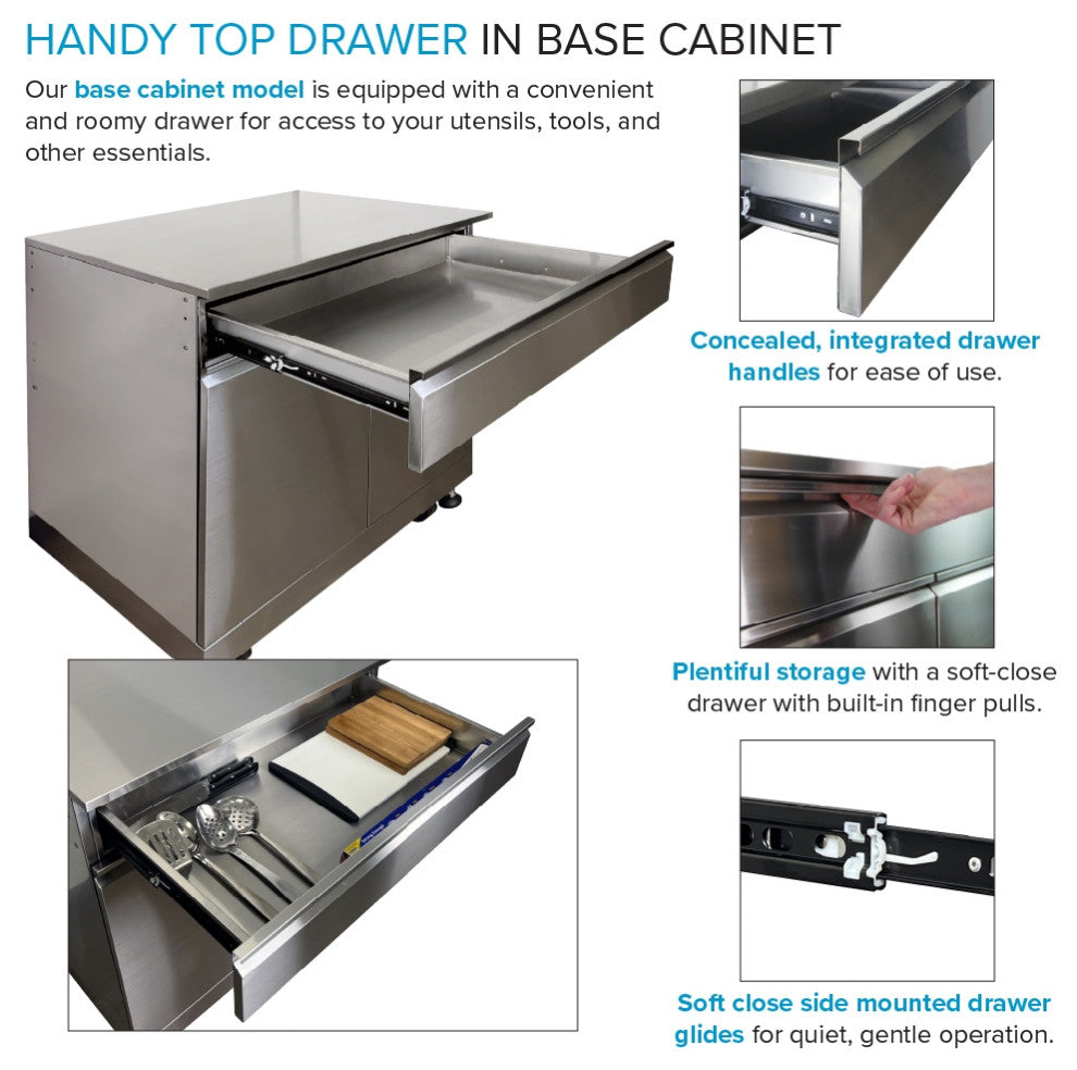 Transolid OBC32 Single Base Cabinet Outdoor Kitchen, Standard, Stainless Steel, Single Base Cabinet