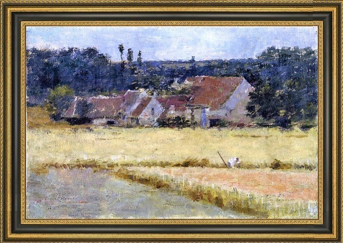Theodore Robinson a French Farmhouse  Framed Premium Canvas Print, 18"x27"