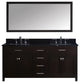 72" Double Bathroom Vanity, Espresso, Round Sink, Polished Chrome