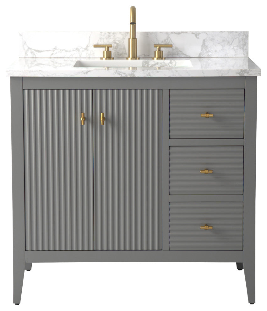 Vanity Art Freestanding Vanity, Cashmere Gray, 36", Single Sink, Golden Brushed