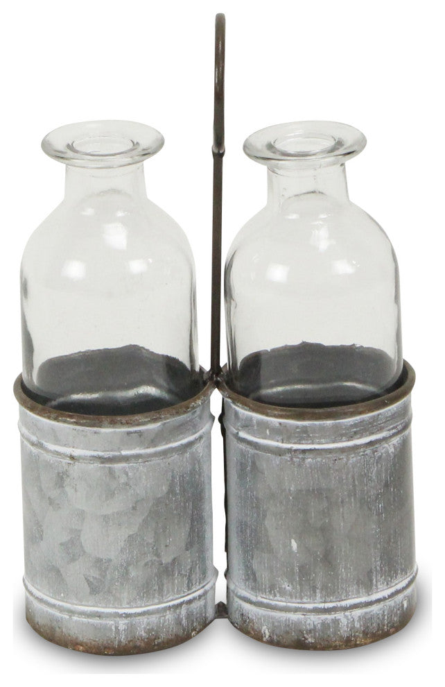 2 Slot Galvanized Metal Jar Holder