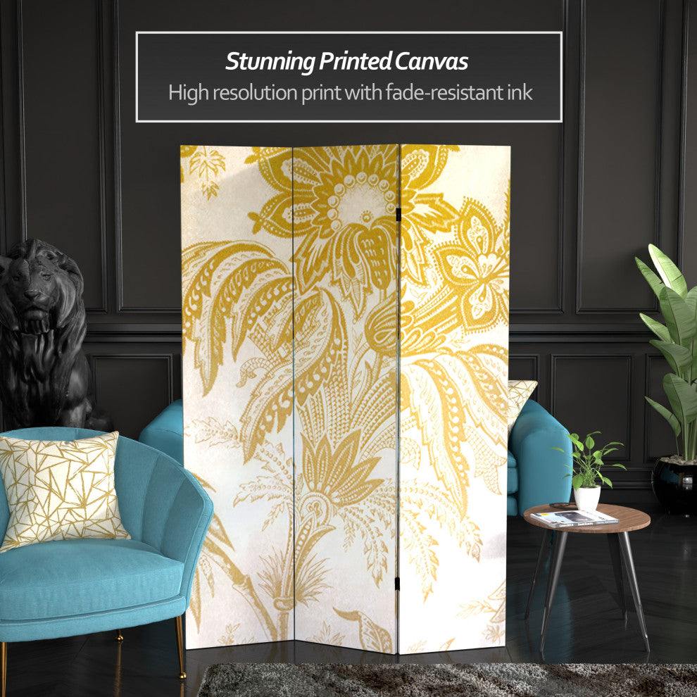 6' Tall Gold Toile Double Sided Room Divider