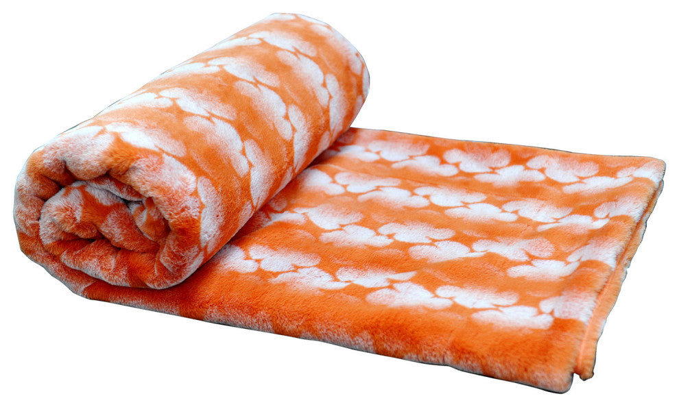 Ballys Faux Fur Throw and Pillow Shell Combo, Burnt Orange, 50"x60"