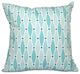 Wavy, Geometric Print Pillow, Aqua, 18"x18"
