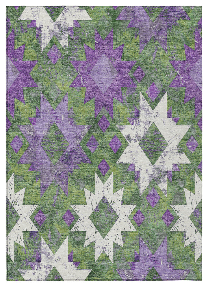 Machine Washable Indoor/Outdoor Chantille ACN1879 Green 9' x 12' Rug