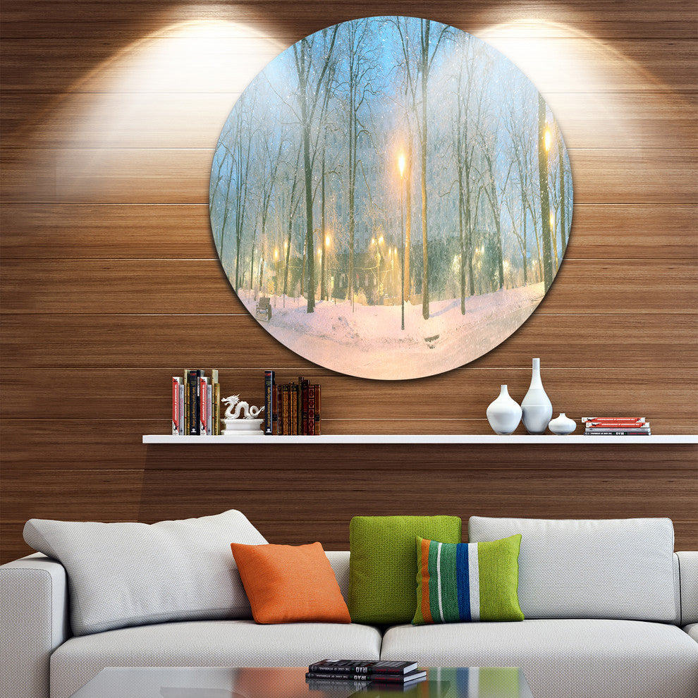 Mariinsky Garden With Lights, Landscape Photo Round Wall Art, 38"