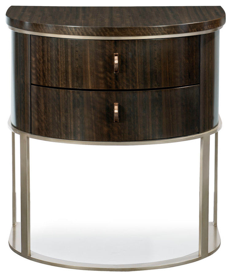 Modern Streamline Two Drawer Demilune Nightstand