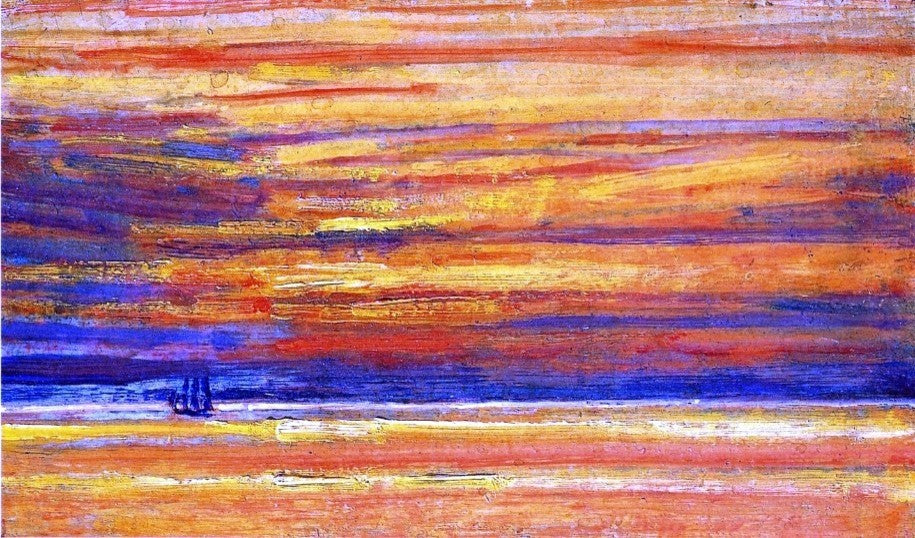 Frederick Childe Hassam Sailing Vessel at Sea, Sunset - 18" x 27" Premium Canvas