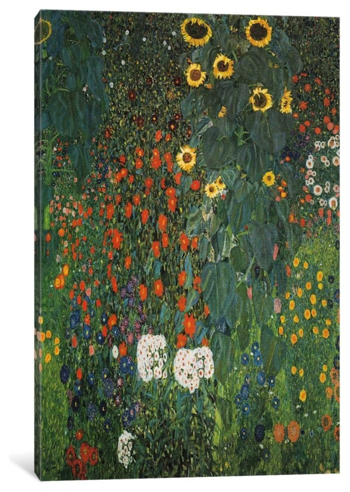 "Farm Garden with Sunflowers 1912" by Gustav Klimt, 26x18x1.5"