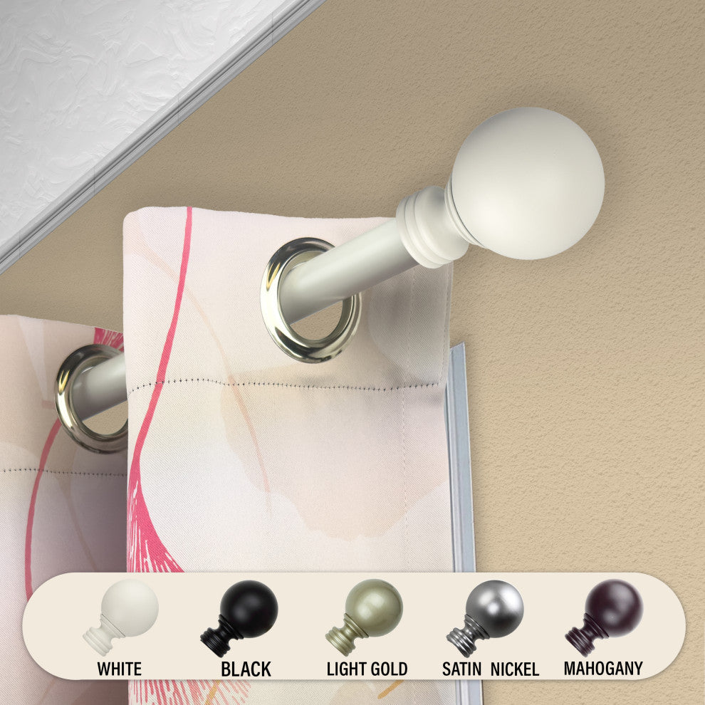 Globe 1" Curtain Rod 160-240", White