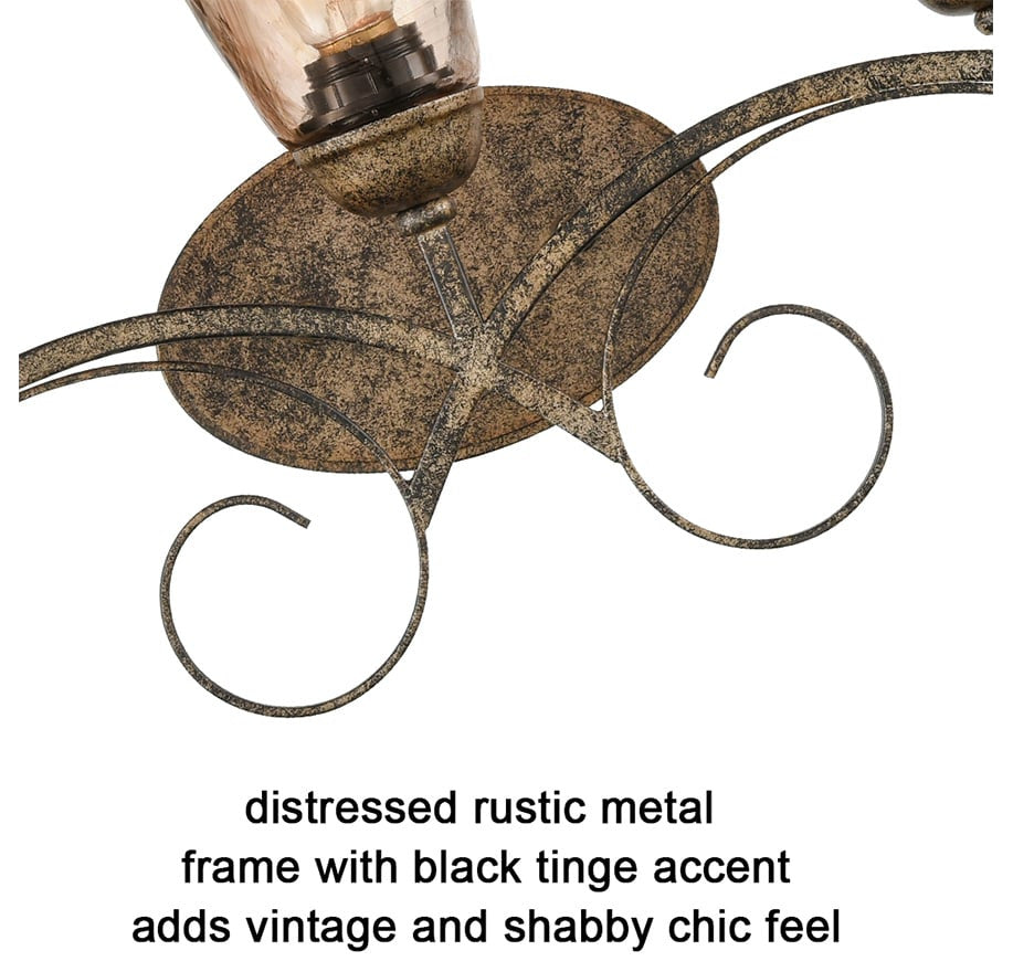 Art Deco Bathroom Vanity Lighting Amber Glass Shade - 5 Light