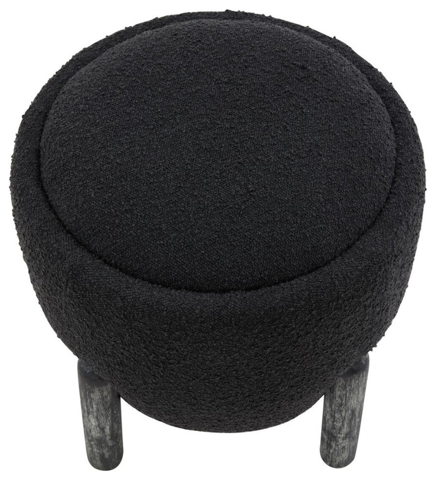 Safavieh Couture Clarabella Boucle Ottoman, Black