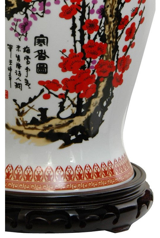 18" Cherry Blossom Porcelain Temple Jar