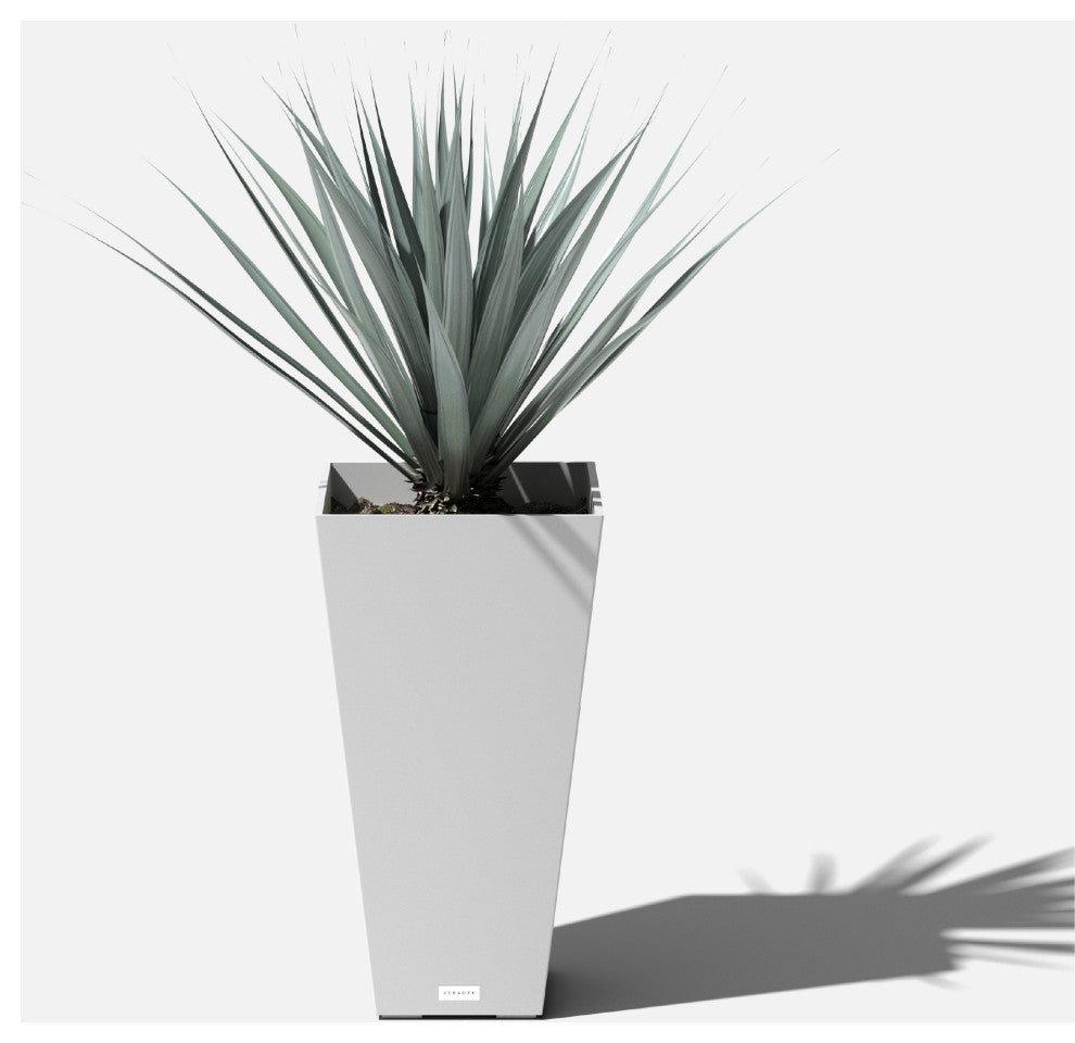 Midland Tall Square Planter, White, 26'', 1 Pack