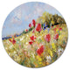 Painted Poppies On Summer Meadow, Landscape Round Metal Wall Art, 23"