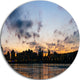 Sunset With Clouds In Kiev Panorama, Cityscape Round Wall Art, 36"