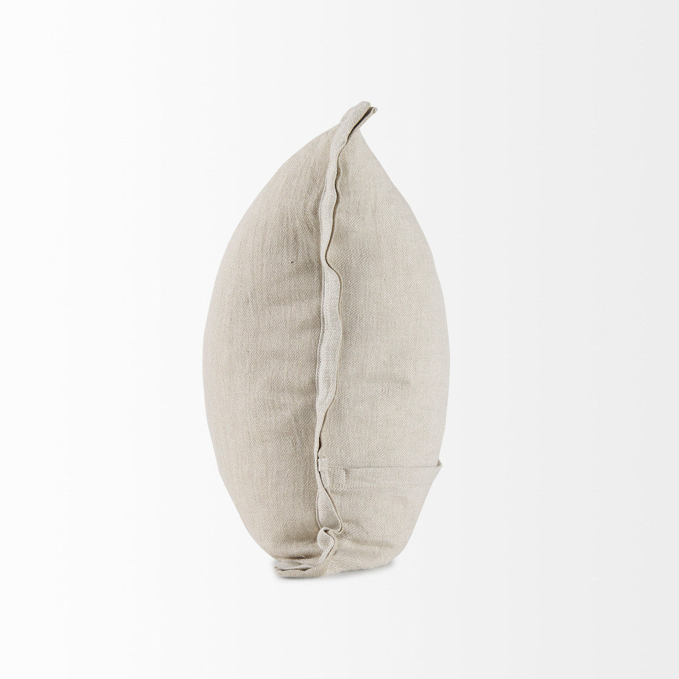 Mae 20Lx20W Beige Fabric Decorative Pillow Cover