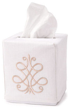 Tissue Box Cover, French Scroll Beige
