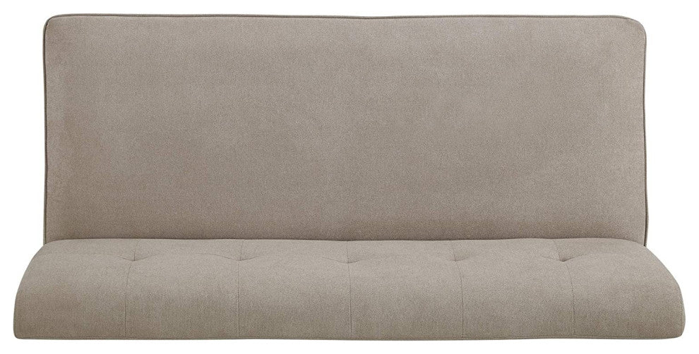 Ivory Chenille Settee With Tufted Back and Midcentury Armless Design