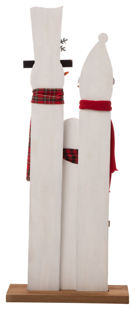 35.43"H Wooden Snowman Family Porch Decor