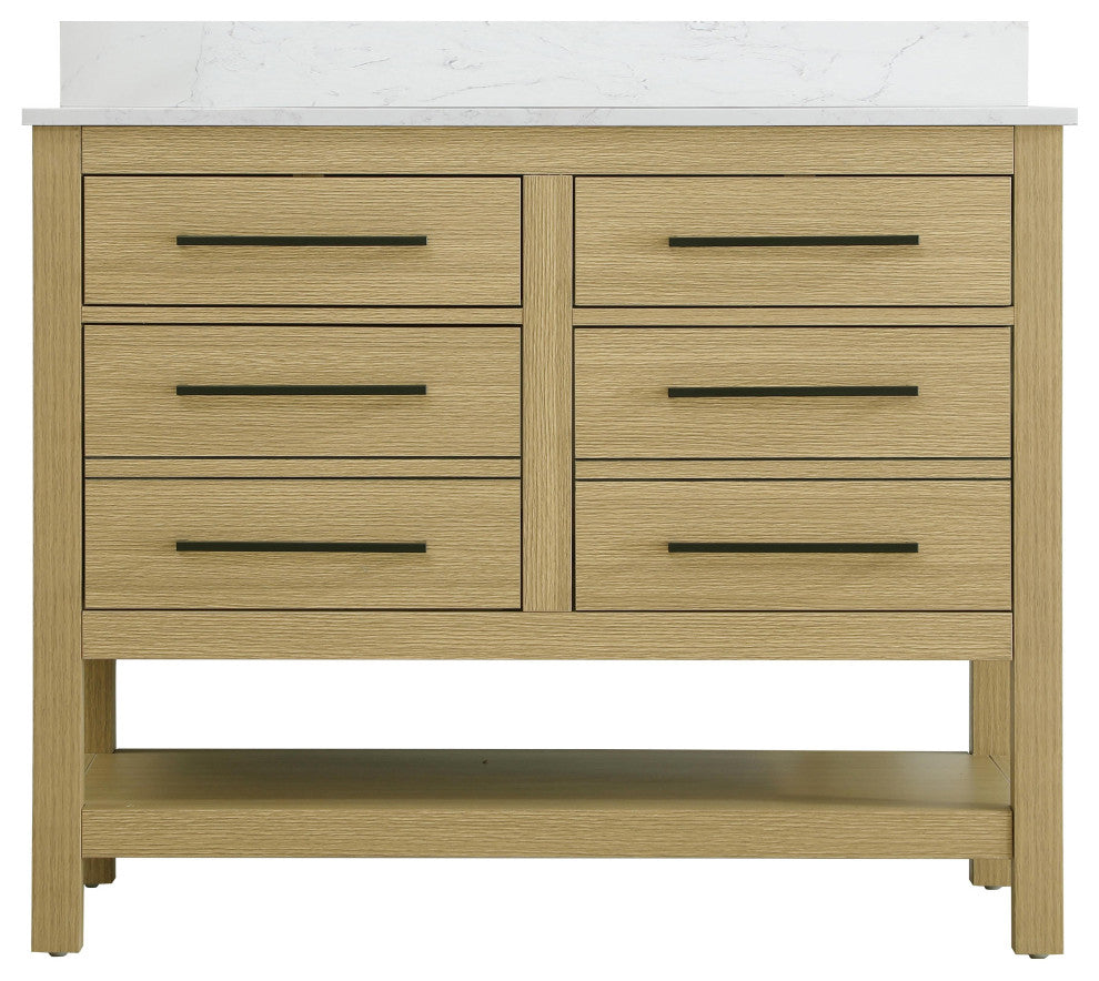 Home Living 42" Single Bathroom Vanity, Honey Brown With Backsplash