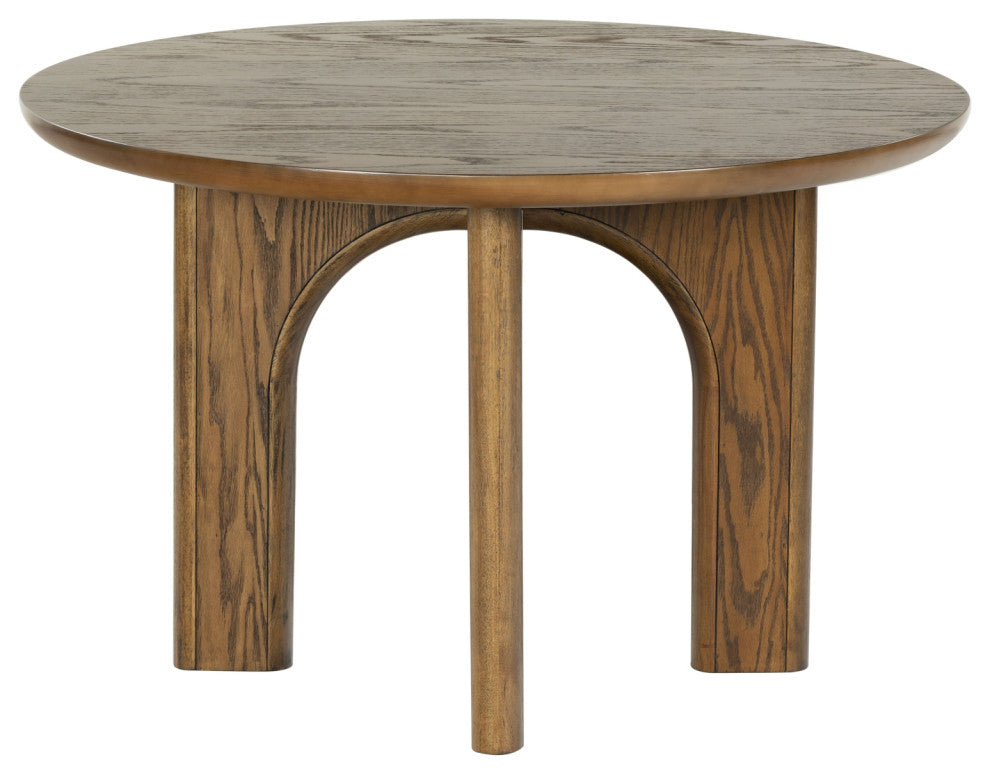 Safavieh Couture Olivetta Round Wood Dining Table, Medium Oak