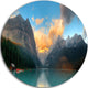 Lake Louise Sunrise Banff Park, Modern Seascape Disc Metal Artwork, 23"