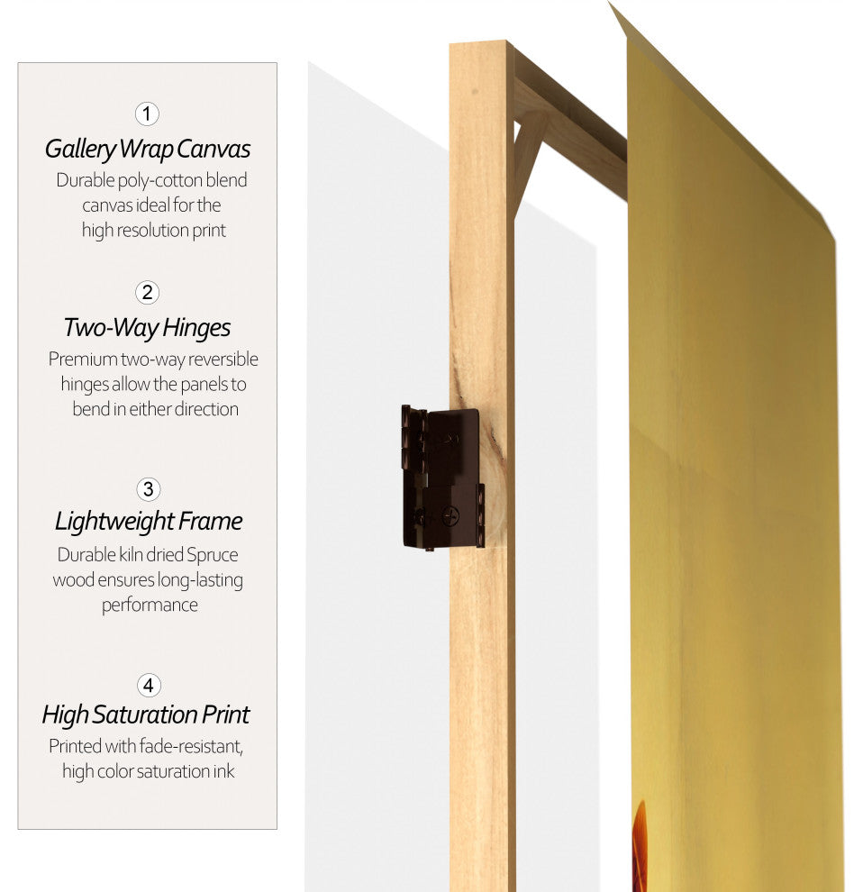 3' Tall Double Sided Seven Lucky Fish Canvas Room Divider