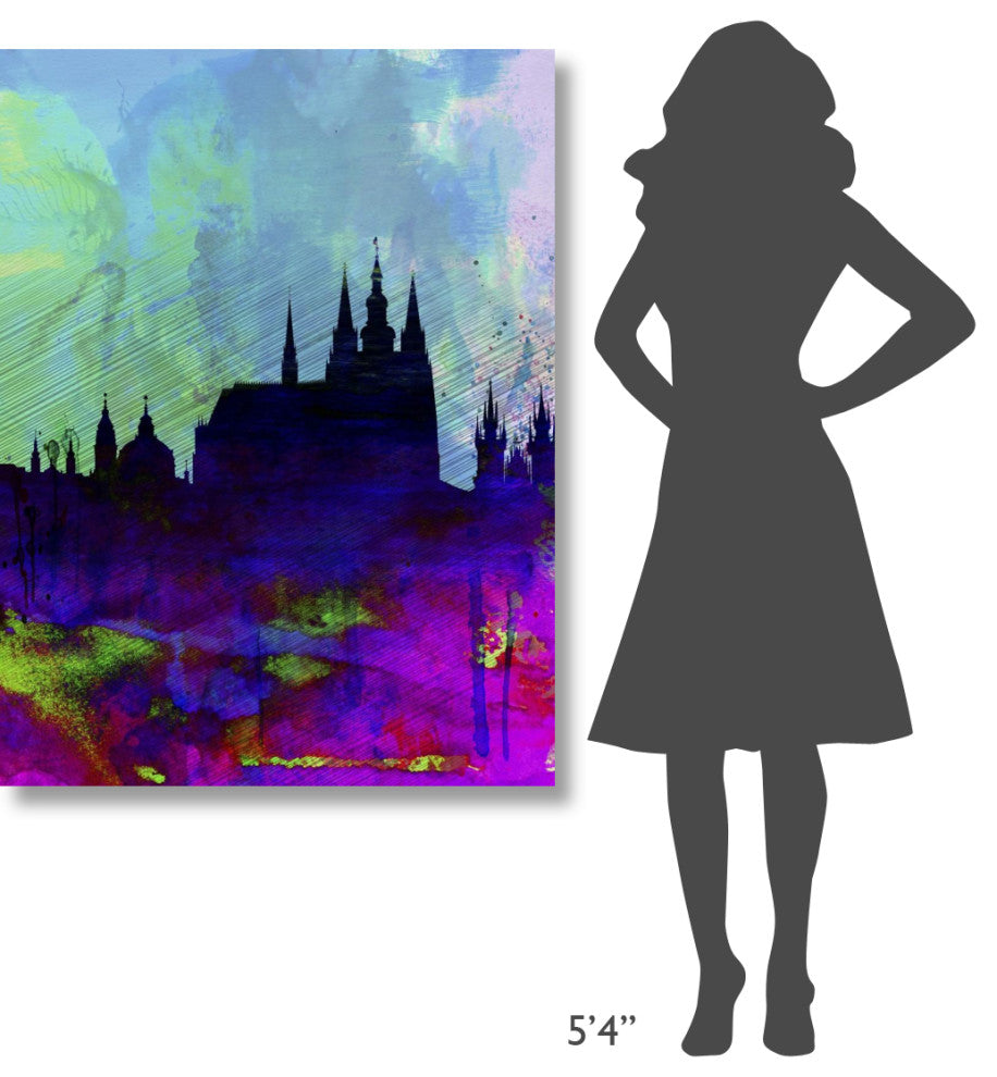 "Prague Watercolor Skyline" Fine Art Print