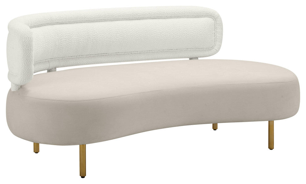 Tischa Velvet Sofa, Cream, Grey