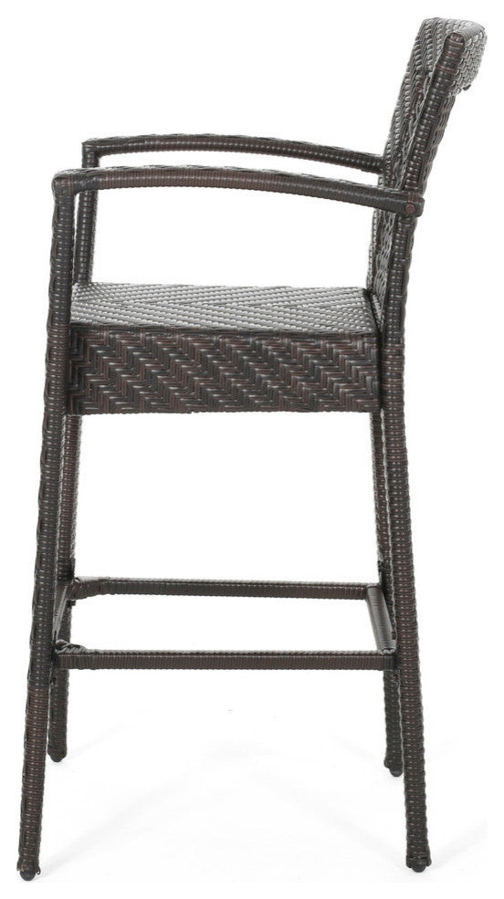 Megan Outdoor 46" Wicker Barstool, Set of 2