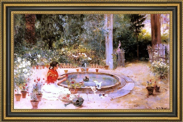 Ricardo Brugada Y Panizo the Flower Garden Framed Premium Canvas Print, 18"x27"