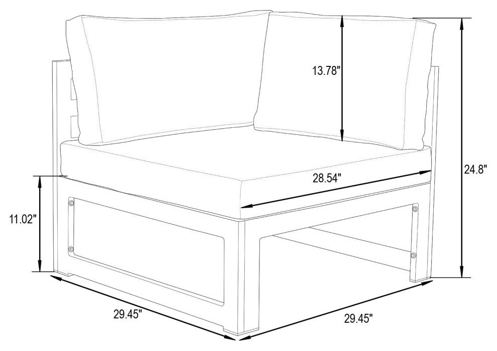 LeisureMod Chelsea 4-Piece Sectional Loveseat Set With Cushions, Black