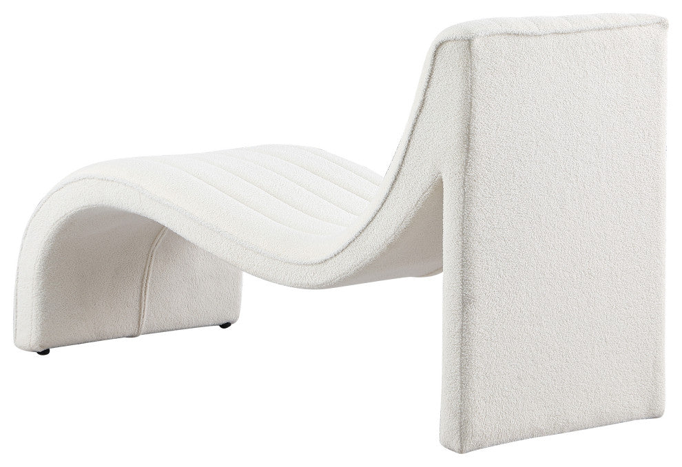 Orian Teddy Fabric Upholstered Chaise, Cream
