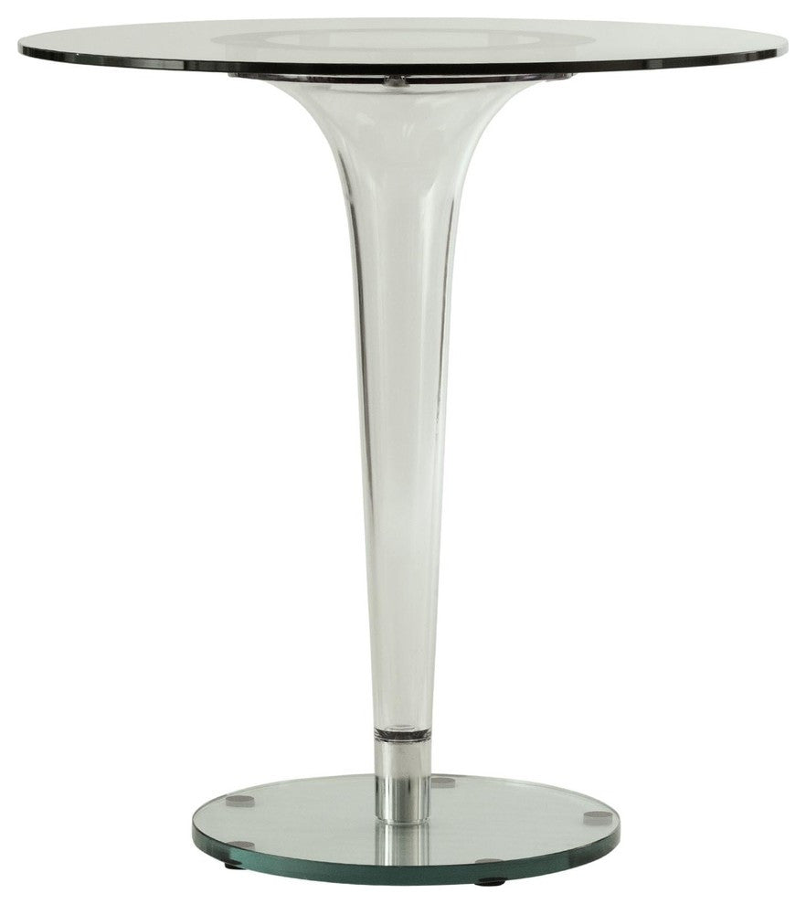Leisuremod Lonia Modern Glass Top Bistro Accent Dining Table With Acrylic Base